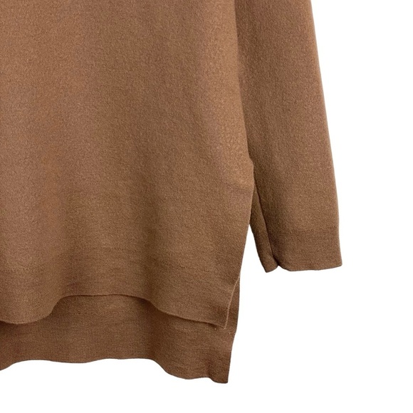 Theory Sweater Wool Blend Tunic High Low Tan Brown Women’s Size S Tight Knit - Picture 12 of 16